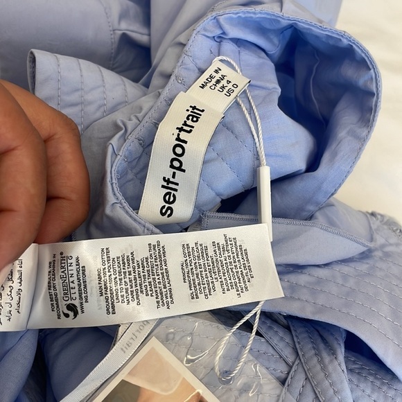 NWT Self Portrait  Cotton Broderie A-Line Mini Dress Light Blue 0 - Picture 15 of 15